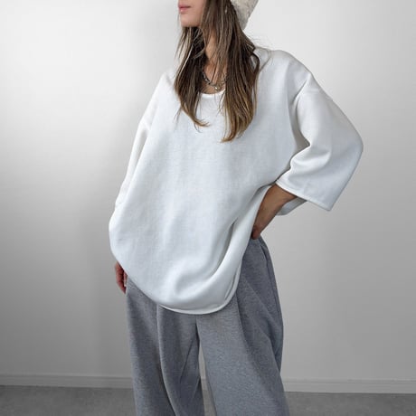 裏起毛UネックT 【WHITE】