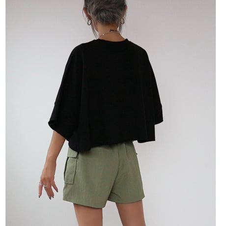クロップドスウェットT 【BLACK】