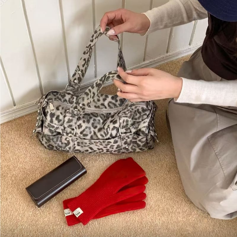 レオパードスタッズバレルバッグ | Welina