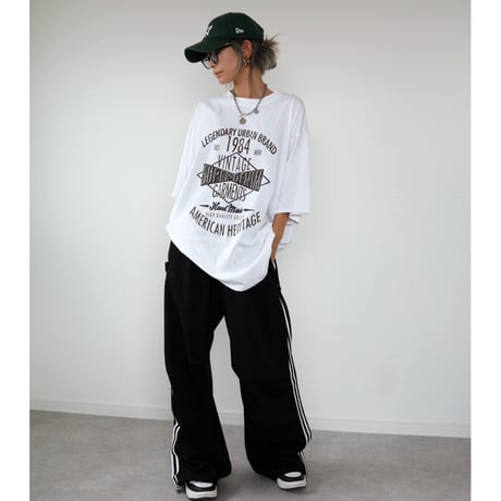 2WAYサイドラインワイドパンツ(BLACK)
