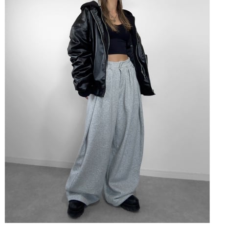 裏起毛バレルレッグスウェットパンツ 【GRAY】