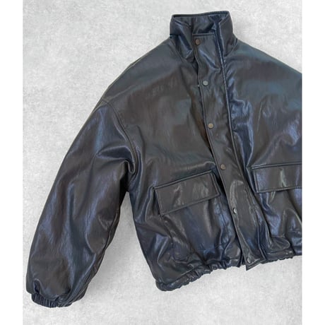 裏ボアフェイクレザーJK【BLACK】