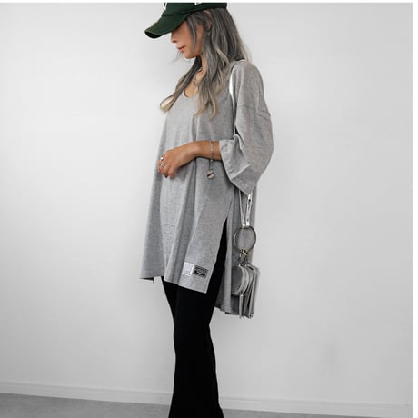 UネックサイドスリットBIG T 【GRAY】