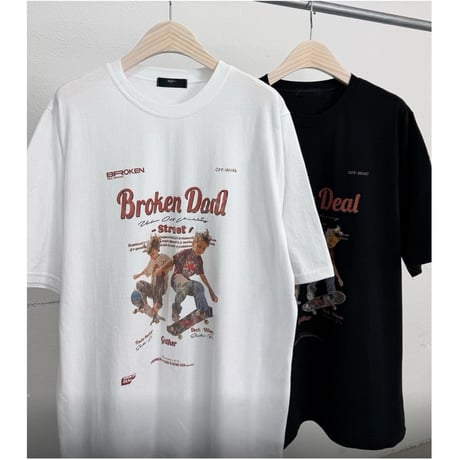 ビッグT "SKATER" 【WHITE/BLACK】
