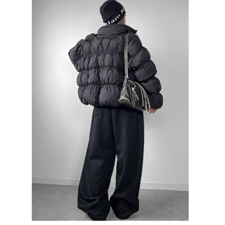 裏起毛バレルレッグスウェットパンツ【BLACK】