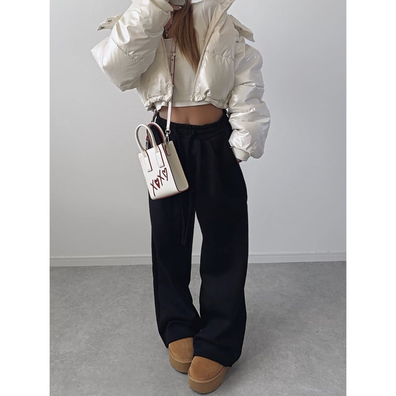 タックワイドスウェットパンツ 裏起毛ver. 【BLACK】 | Welina