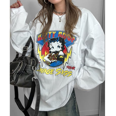 ワイドロンT  "BETTY ROCK" 【WHITE】