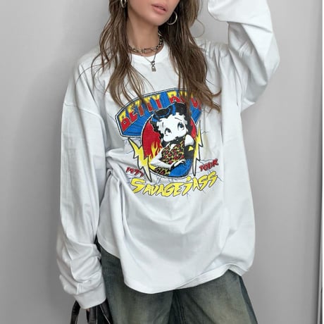 ワイドロンT  "BETTY ROCK" 【WHITE】