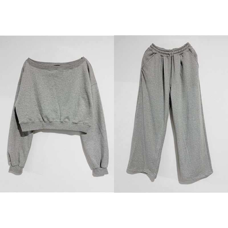 クロップドスウェットSET UP【GRAY】 | Welina