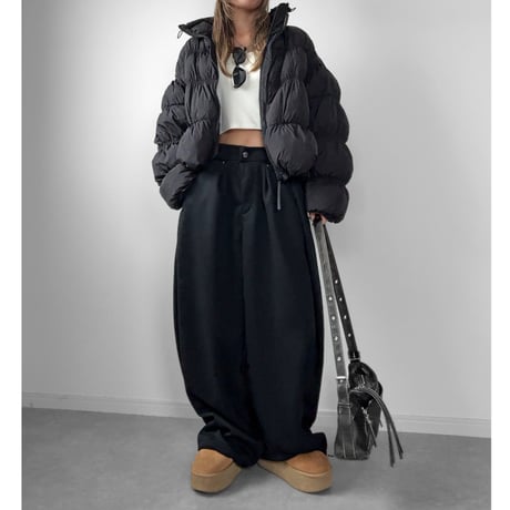 裏起毛バレルレッグスウェットパンツ【BLACK】