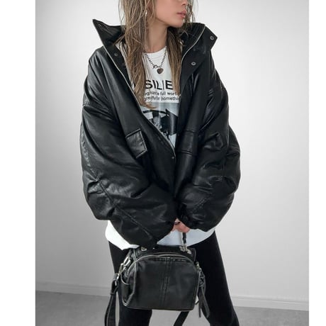 裏ボアフェイクレザーJK【BLACK】