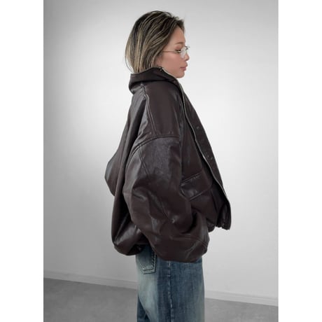 裏ボアフェイクレザーJK【BROWN】