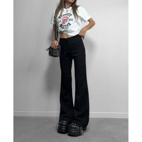 クロップドTEE "ROLLING STONES" 【CHARCOAL/WHITE】