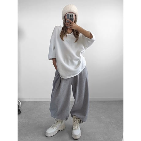 裏起毛UネックT 【WHITE】