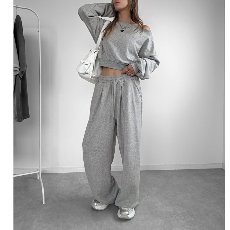 【p】Her lip to グレー クロップドスウェット クロップドスウェットSET UP【GRAY】 | Welina