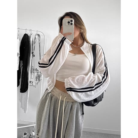 サイドラインシアークロップドJK【WHITE】