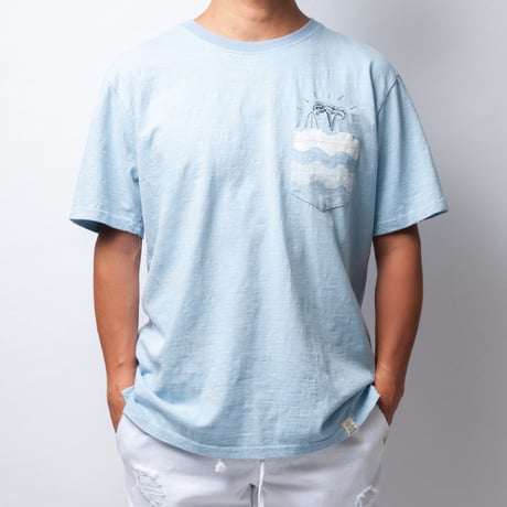 ISLANDER/アイランダー  刺繍ポケットビッグシルエット Tシャツ/ライトブルー