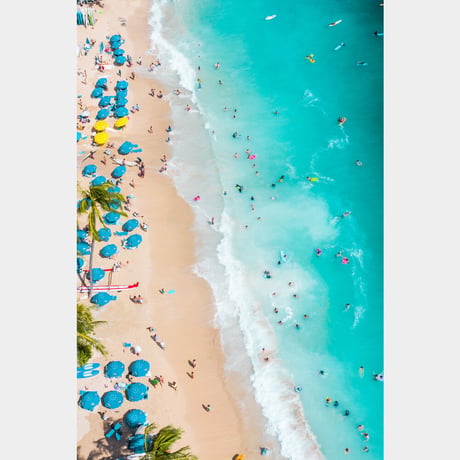 Jess Loiterton × ISLANDER Hawaiian Metal Print Art『Waikiki Sands』