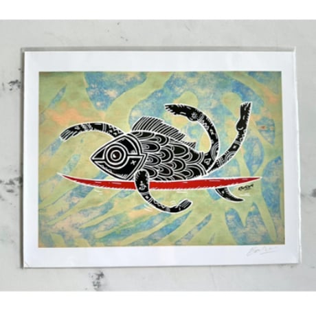 【Eduardo Bolioli エドゥアルド・ボリオリ】マットプリントアート 『Paddle like a fishman』11×14（直筆サイン入り）