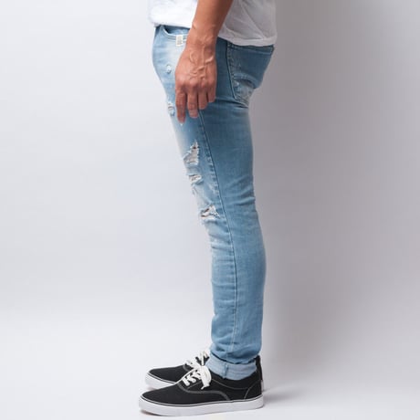 ISLANDER /アイランダー インディゴダメージスキニーデニムパンツ
