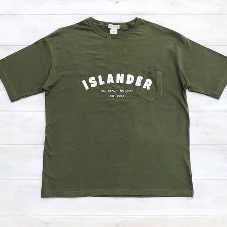 ISLANDER/アイランダー アーチロゴ ビッグシルエット胸ポケットTシャツ（シティグリーン）