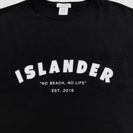 ISLANDER/アイランダー アーチロゴ ビッグシルエット胸ポケットTシャツ（ブラック）
