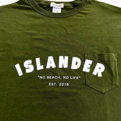ISLANDER/アイランダー アーチロゴ ビッグシルエット胸ポケットTシャツ（シティグリーン）