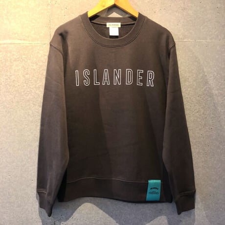 ISLANDER 2022ssクルーネックスウェット『OUTLINE LOGO』（チャコール）
