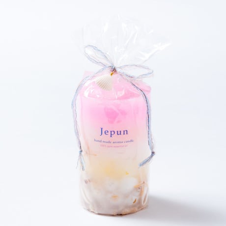 Jepun（ジュプン）シェル入りアロマキャンドルMサイズ/ピンクイエロー