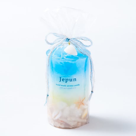 Jepun（ジュプン）シェル入りアロマキャンドルMサイズ/スカイブルーイエロー