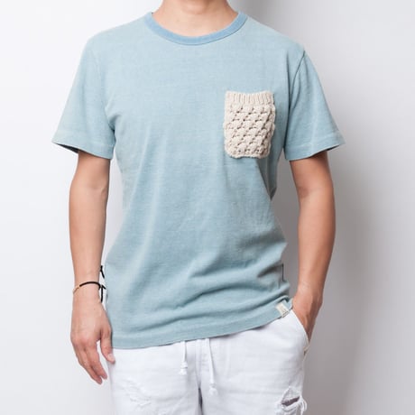 ISLANDER/アイランダー インディゴ染めポケットTシャツ（インディゴライトブルー）