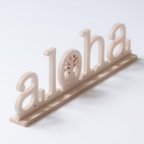 SoHa LIVING/Aloha With Pineapple Natural Birch Plaque  メッセージロゴウッドスタンド/L