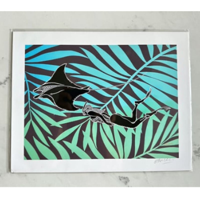 ハワイ画家エドゥアルド・ボリオリ/マットプリントアート11×14直筆