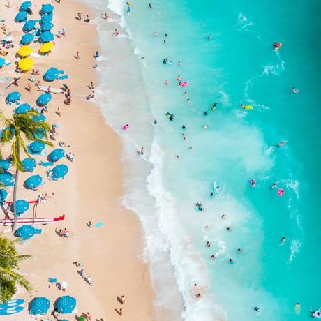Jess Loiterton × ISLANDER Hawaiian Metal Print Art『Waikiki Sands』