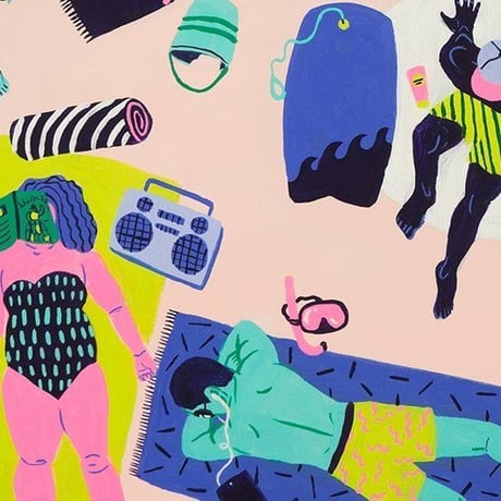【Kim Sielbeck キム・シルベック】デジタルプリントアート Beach Party 11×14