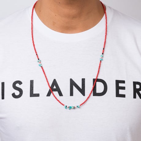 ISLANDER（アイランダー）3WAYネイティブロングビーズネックレス/アンクレット/ブレスレット(レッド)