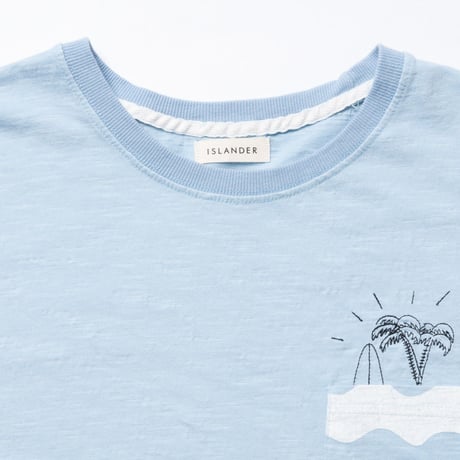 ISLANDER/アイランダー  刺繍ポケットビッグシルエット Tシャツ/ライトブルー