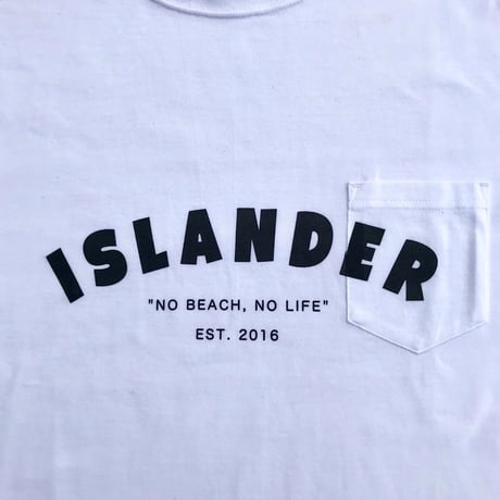 ISLANDER/アイランダー アーチロゴ ビッグシルエット胸ポケットTシャツ（ホワイト）