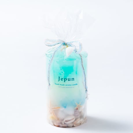 Jepun（ジュプン）シェル入りアロマキャンドルMサイズ/グリーンスカイブルー