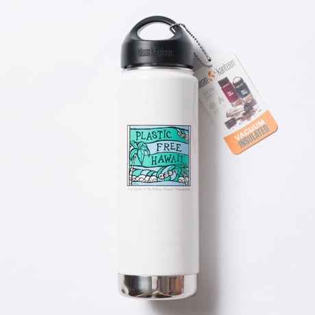 ハワイ限定Heather Brown （ヘザーブラウン）× Plastic Free Hawaii Klean Kanteen 20oz（592ml） Insulated White Bottle