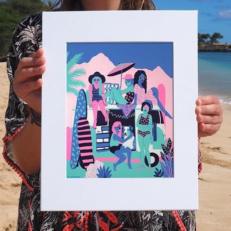 【Kim Sielbeck キム・シルベック】デジタルプリントアート Surf Watch 11×14