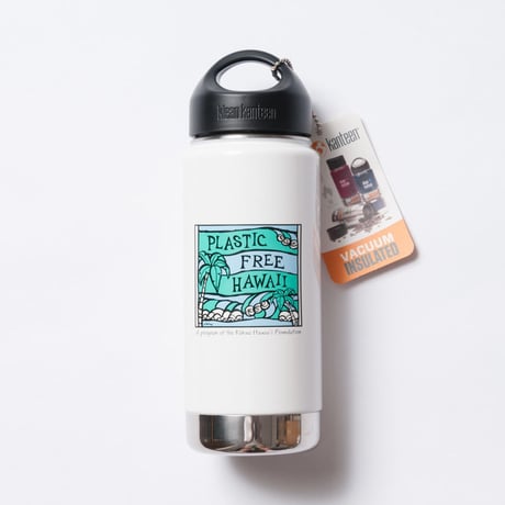 ハワイ限定Heather Brown （ヘザーブラウン）× Plastic Free Hawaii Klean Kanteen 16oz（473ml） Insulated White Bottle