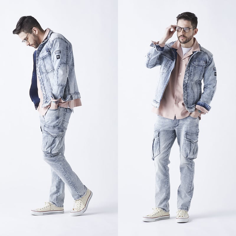 作業服 ストレッチデニム カーゴパンツ レギュラーフィット/ BMC