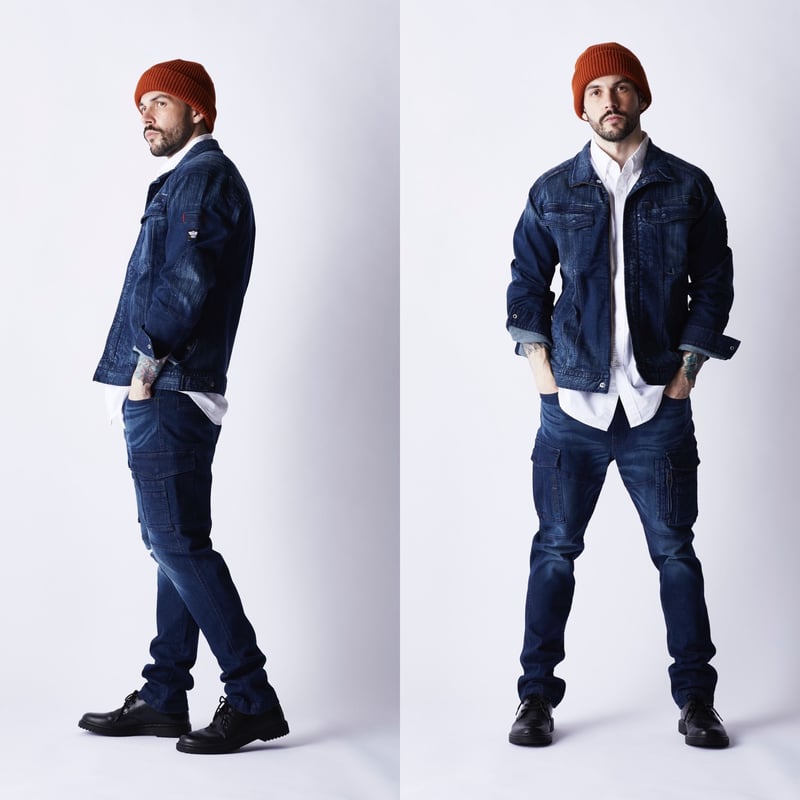 作業服 ストレッチデニム カーゴパンツ タイトフィット/ BMC