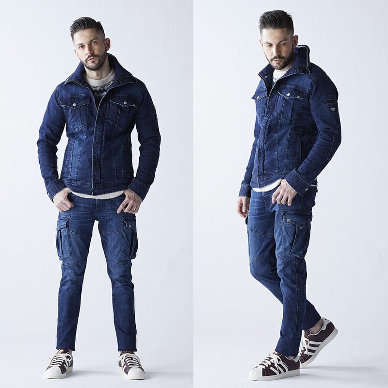 作業服 ストレッチデニム カーゴパンツ ナローフィット/ BMC 作業服 ストレッチデニム カーゴパンツ ナローフィット/ BMC