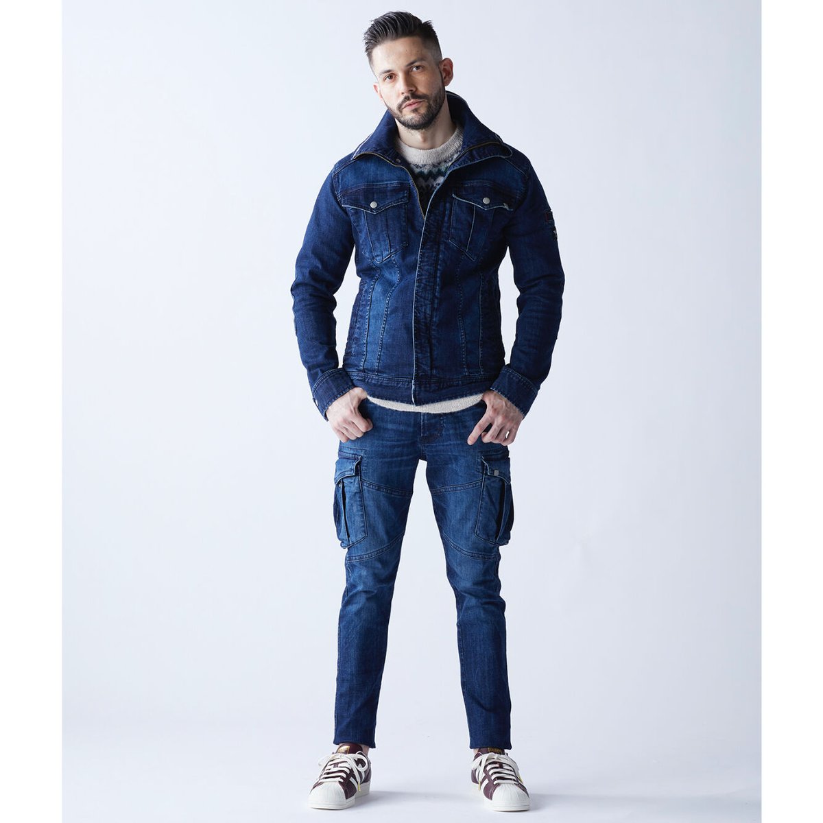 未使用タグ付 ボクシーフィット デストロイドヘム フィールドジャケット 定価7万 最新作業服 ストレッチデニム ジャケット レギュラーフィット