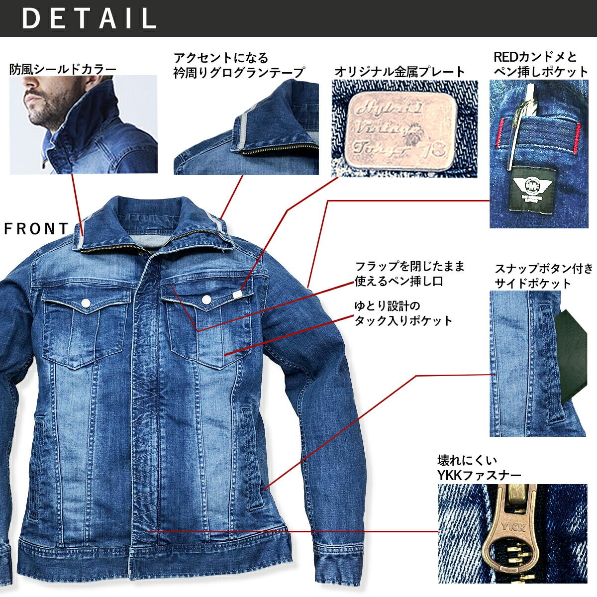 作業服 ストレッチデニム ジャケット ナローフィット/ BMC