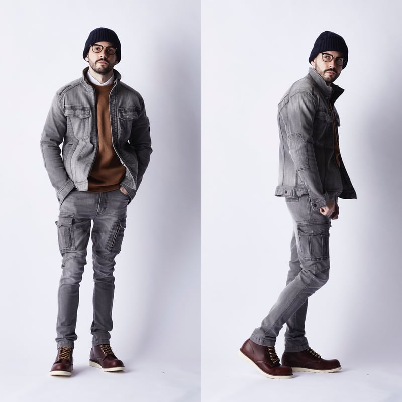 作業服 ストレッチデニム カーゴパンツ タイトフィット/ BMC