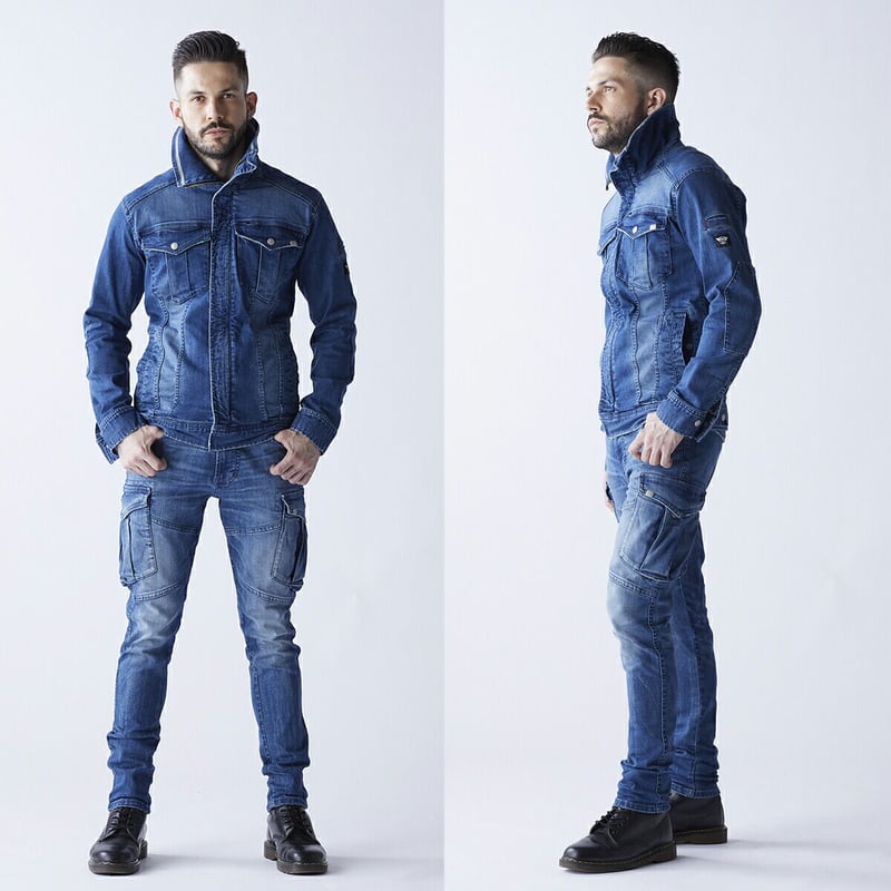作業服 ストレッチデニム カーゴパンツ ナローフィット/ BMC 作業服 ストレッチデニム カーゴパンツ ナローフィット/ BMC