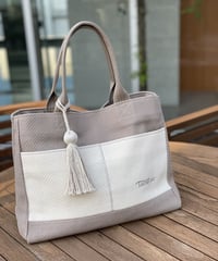 TASSELトートバッグ両面Lサイズ グレージュ